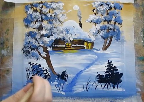 Мастер-класс по живописи гуашью «Зимний пейзаж»