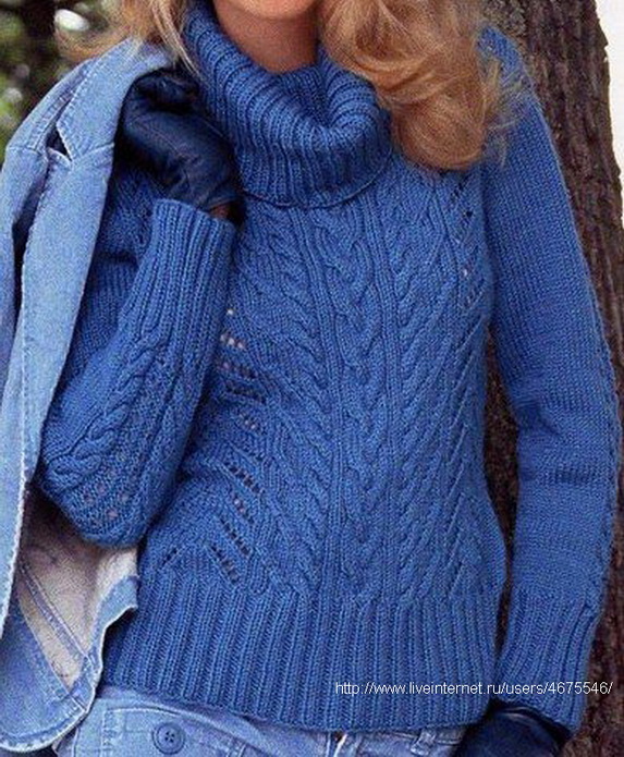 Женские свитера с воротником спицами