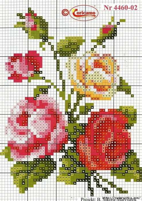 Схема вышивки крестом роз