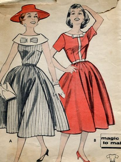butterick 8408 vintage 1950s dress pattern (413x553, 199Kb)