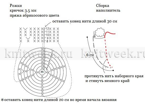 Рога крючком схема