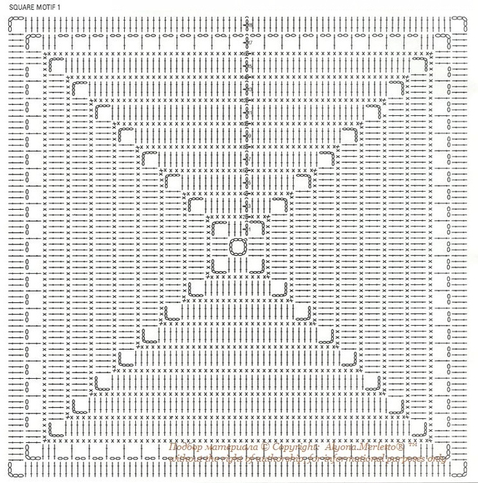 Квадрат спицами от центра со схемами