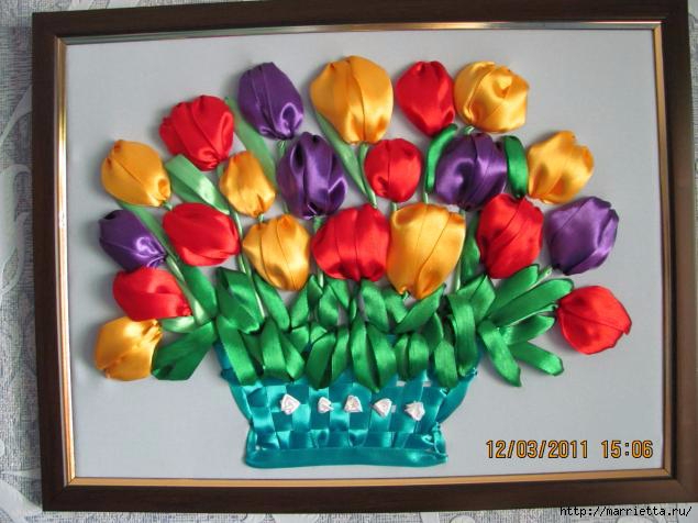 Вышивка тюльпанов атласными лентами (1) (635x476, 163Kb)