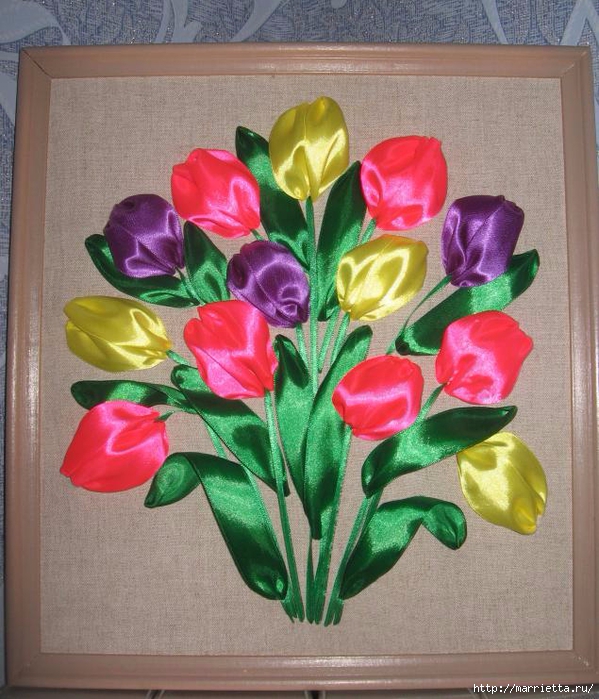 Вышивка тюльпанов атласными лентами (3) (599x700, 338Kb)