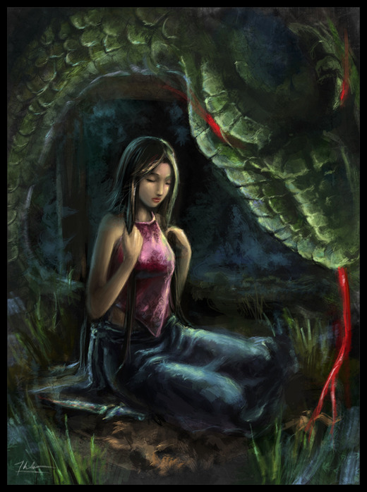 Невеста полоза слушать. Девушка со змеей в лесу. Девушка змея фэнтези. Девушка и змей фэнтези. Девушка сокровище.