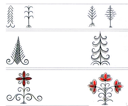 Мезенская роспись по дереву картинки для срисовки
