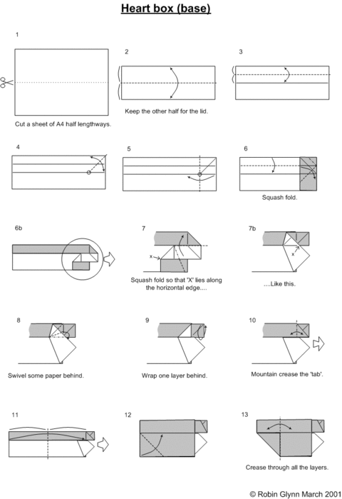 Оригами коробочка сердце схема