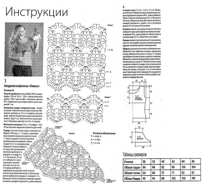 Ажурная кофта крючком схемы и описание