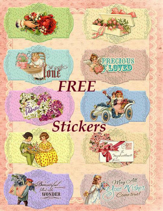 Free Vintage Stickers Sample (540x699, 111 Kb)