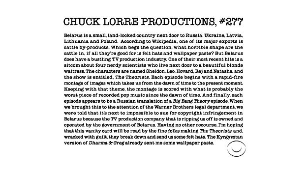 Living big перевод. Чак Лори карточки тщеславия. Chuck Lorre Productions перевод. Chuck Lorre Productions #563. Chuck Lorre Belarus 277.