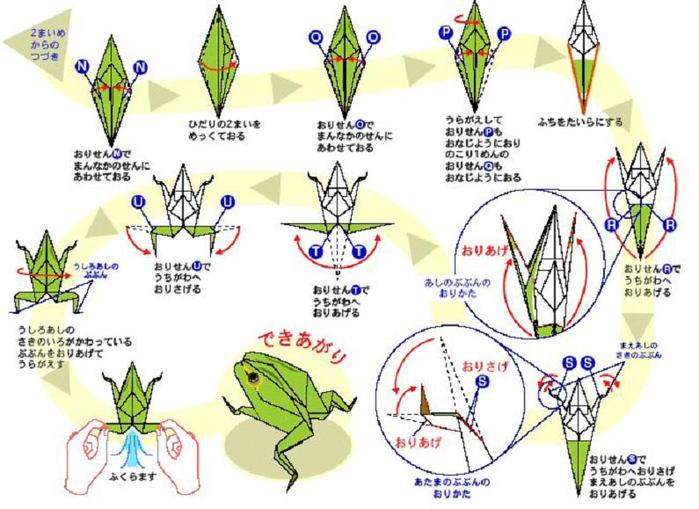 Схема лягушки. Оригами квакушка. Оригами лягушка квакушка. Оригами лягушка сложная схема. Квакушки из бумаги схема.