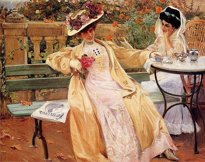 Carlos vasquez Obeda (Spanish Painter, 1869-1944)  A Day In The Park (700x552, 398Kb)
