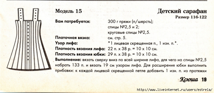 Детские сарафаны спицами со схемами и описанием