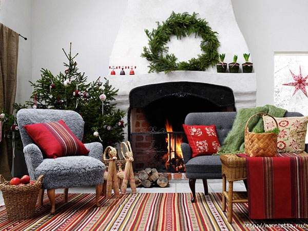 Самые красивые рождественские идеи. Елки в интерьере (28) (600x451, 220Kb)
