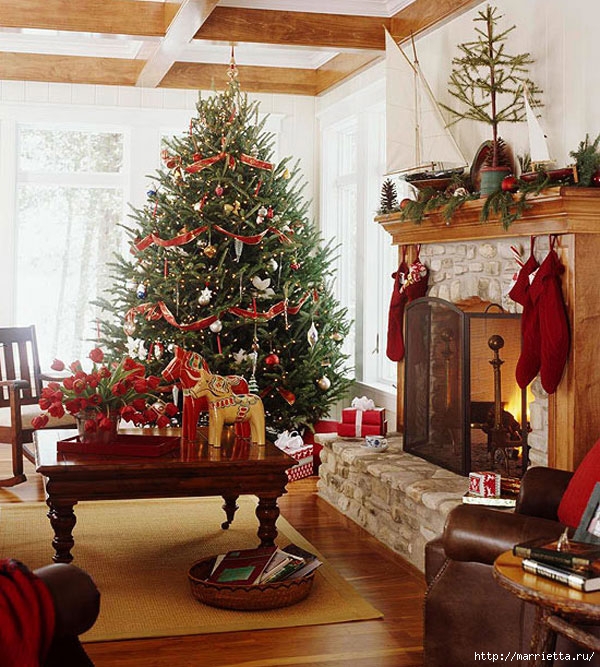 Самые красивые рождественские идеи. Елки в интерьере (38) (600x667, 322Kb)