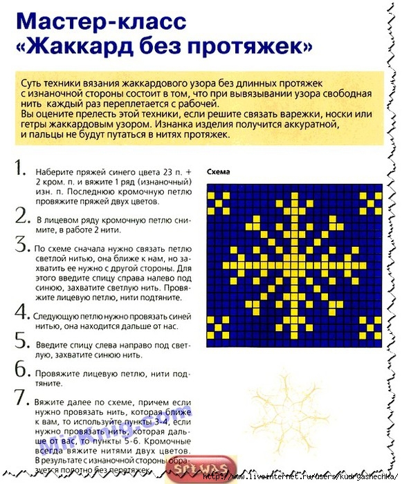 Жаккард без протяжек спицами схемы с описанием