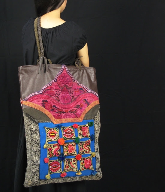 Boho Bag Vintage Hill Tribe Fabric and Genuine Leather 1 (550x640, 190Kb)