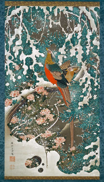 Golden Pheasants in Snow, c. 1761–1765 (400x700, 380Kb)