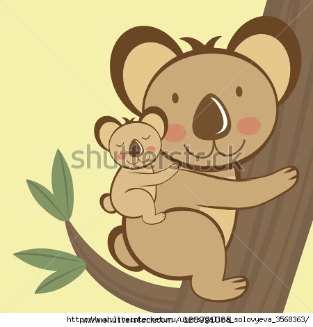 stock-vector-illustration-of-cute-koala-sitting-on-a-tree-with-a-baby-128991068 (450x470, 78Kb)