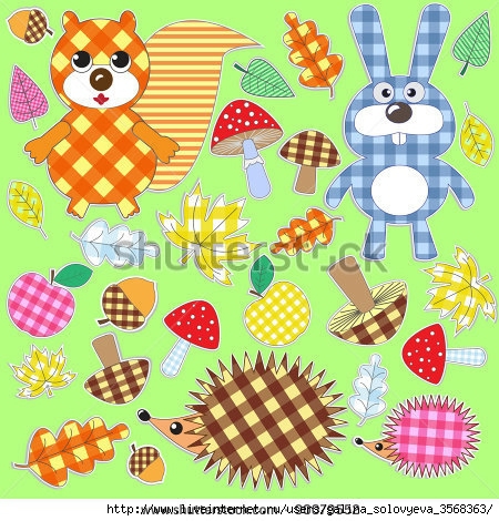 stock-vector-set-of-textile-stickers-autumn-in-the-forest-90079552 (450x470, 207Kb)