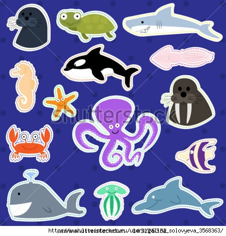 stock-vector-cute-sea-creatures-vector-illustration-set-143126332 (450x470, 153Kb)