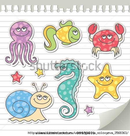 stock-vector-set-of-cartoon-sea-creatures-vector-stickers-99980951 (450x470, 140Kb)