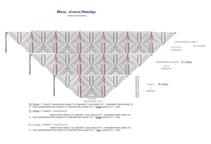 Шаль танцующие листья схема