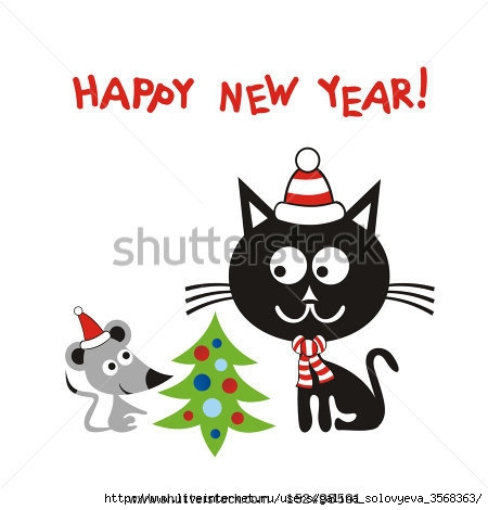 stock-vector-happy-new-year-greeting-card-cat-and-mouse-cartoon-vector-illustration-152498591 (450x470, 75Kb)
