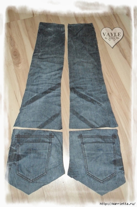 Как сшить жилет из старых джинсов (7) (463x700, 230Kb)