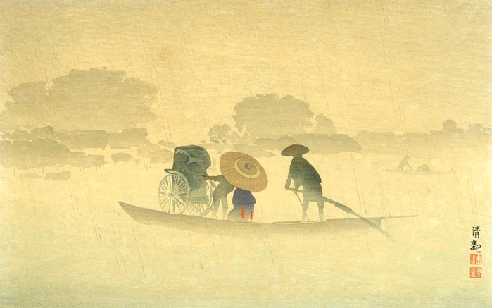 Kiyochika Kobayashi 1847-1915 - A Ferry in Spring Rain (700x437, 200Kb)