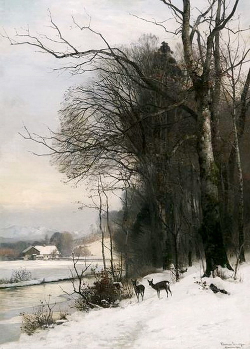 Anders_Andersen-Lundby_Rehe_in_einem_verschneiten_Tal_in_den_Voralpen (501x700, 290Kb)