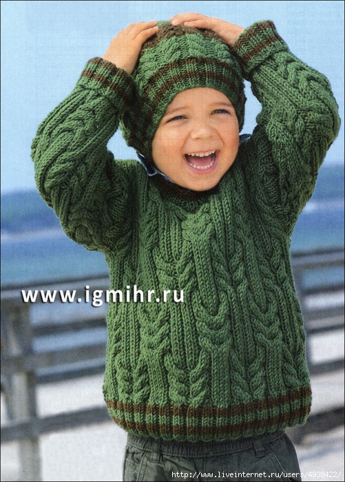 Пуловер для мальчика описание вязания: