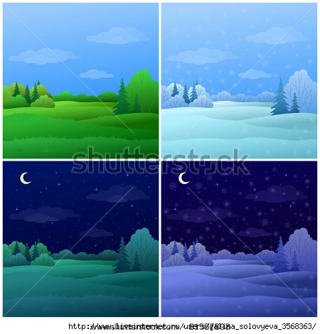 stock-photo-set-forest-landscapes-summer-and-winter-day-and-night-81567898 (450x470, 103Kb)