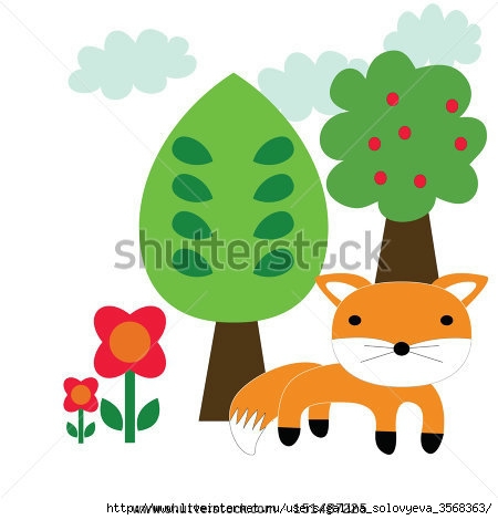 stock-vector-cute-orange-fox-with-trees-and-flowers-151487225 (450x470, 80Kb)