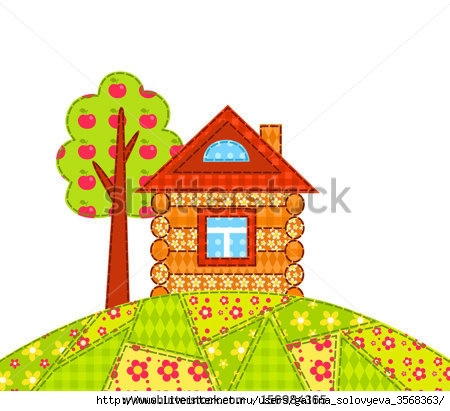 stock-vector-the-house-on-the-hill-isolated-on-white-patchwork-picture-vector-children-illustration-156984365 (450x411, 109Kb)