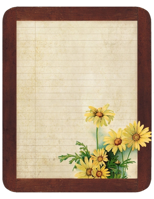 Chalkboard ~ lined paper yellow daisies ~ lilac-n-lavender (541x700, 260Kb)