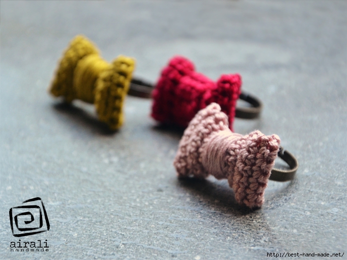 airali handmade crochet bow ring anello fiocco uncinetto colori (700x525, 237Kb)