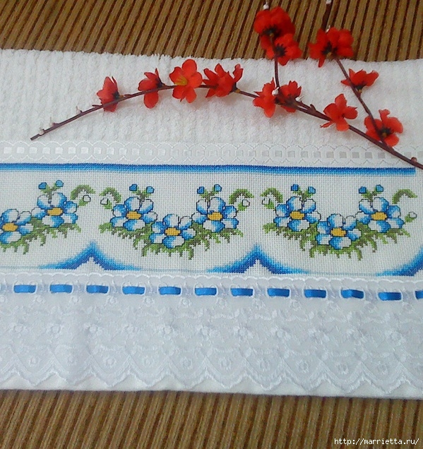 Схемы вышивки крестом для салфетки и полотенца (3) (599x636, 331Kb)