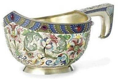 A RUSSIAN SILVER AND SHADED ENAMEL LARGE KOVSH, FEODOR RUCKERT, MOSCOW (385x259, 55Kb)