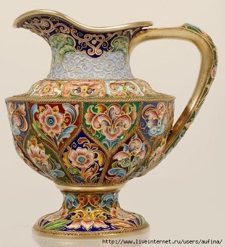 A Russian silver gilt and shaded cloisonne enamel footed creamer, Feodor Ruckert, Moscow, 1896-1908_creamer_12589636794599 (451x494, 129Kb)
