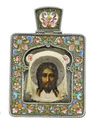 FEODOR RUCKERT A SMALL SILVER-GILT AND SHADED CLOISONNE ENAMEL ICON OF  (305x416, 91Kb)