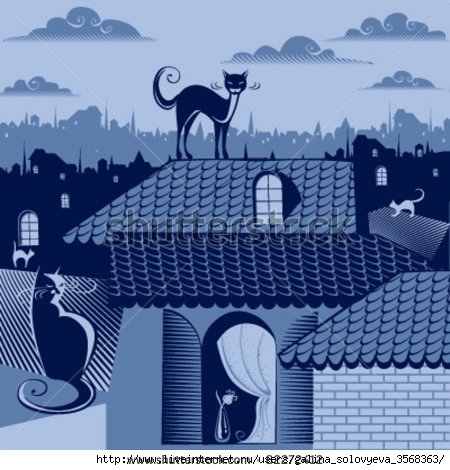 stock-vector-cats-on-the-roofs-82272412 (450x470, 122Kb)