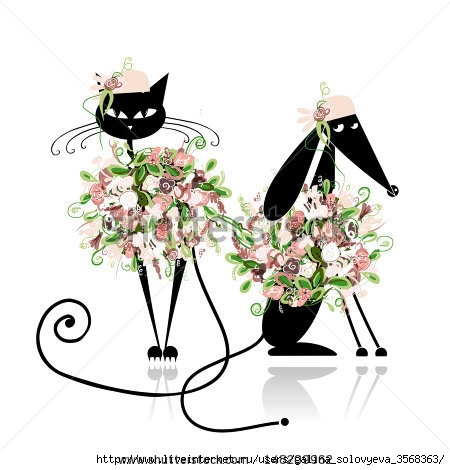 stock-vector-glamor-cat-and-dog-in-floral-clothes-for-your-design-148209962 (450x470, 103Kb)