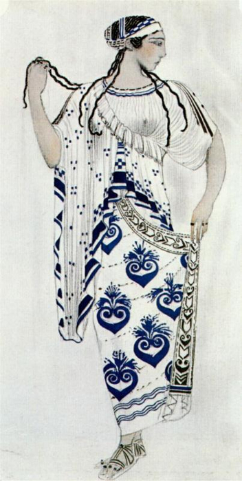 Эскиз костюма для Иды Рубинштейн в роли Елены в трагедии Елена в Спарте (352x700, 221Kb)