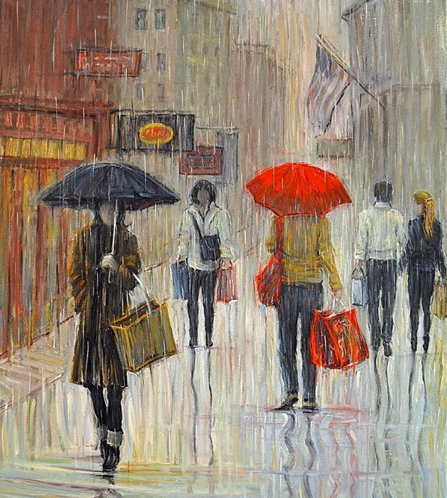 Streets of New York - Shopping In The Rain (627x700, 575Kb)