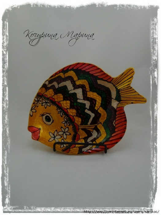 мини тарелочка рыбка с цветами (525x700, 214Kb)