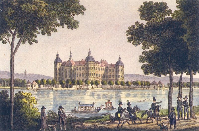 Schloss Moritzburg um 1800 (700x461, 406Kb)