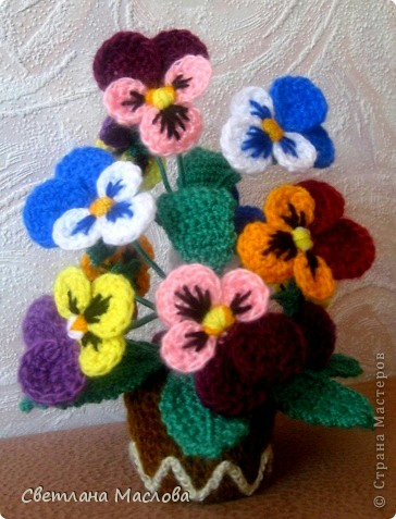 Crochet pansy Как вязать цветочек анютины глазки крючком/ Для начинающих