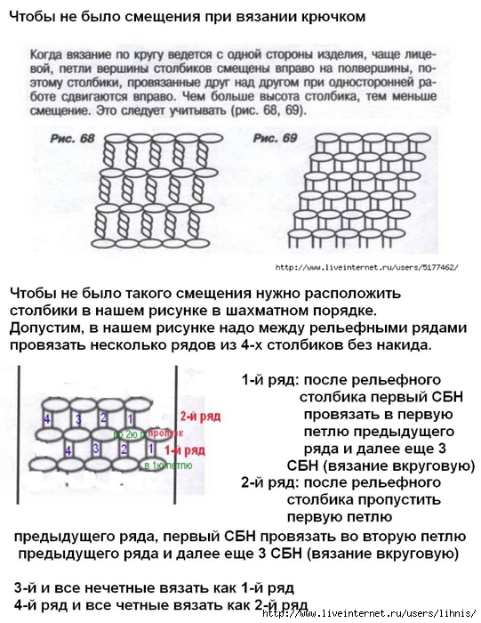 Петля смещения крючком как вязать схема и объяснение