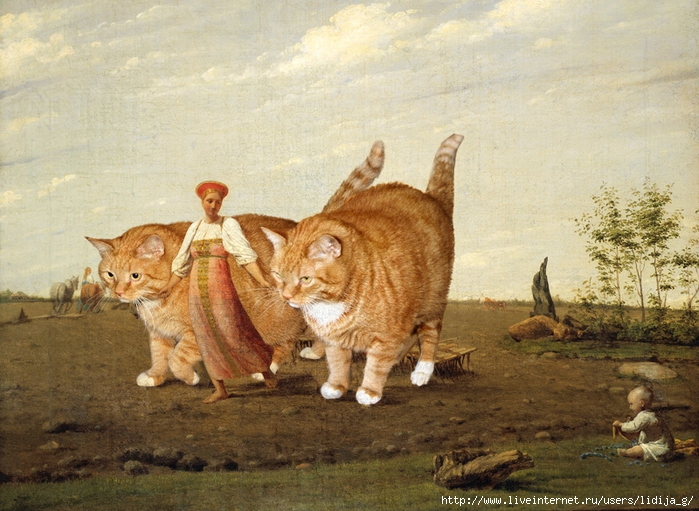 venetsianov_aleksey-in-the-ploughed-field-cat_w (700x511, 324Kb)